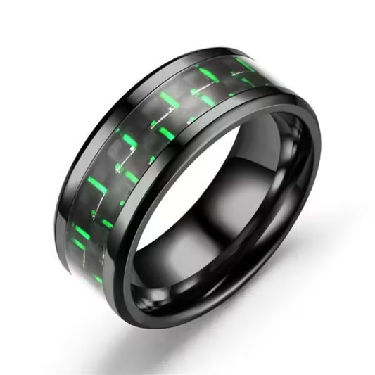 Bague homme en fibre de carbone noire (EGR031)