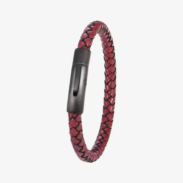 Bracelet homme en cuir multicolore avec fermoir magnétique noir (EGBT377) 