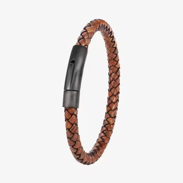Bracelet homme en cuir multicolore avec fermoir magnétique noir (EGBT377) 