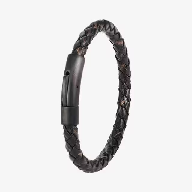 Bracelet homme en cuir multicolore avec fermoir magnétique noir (EGBT377) 