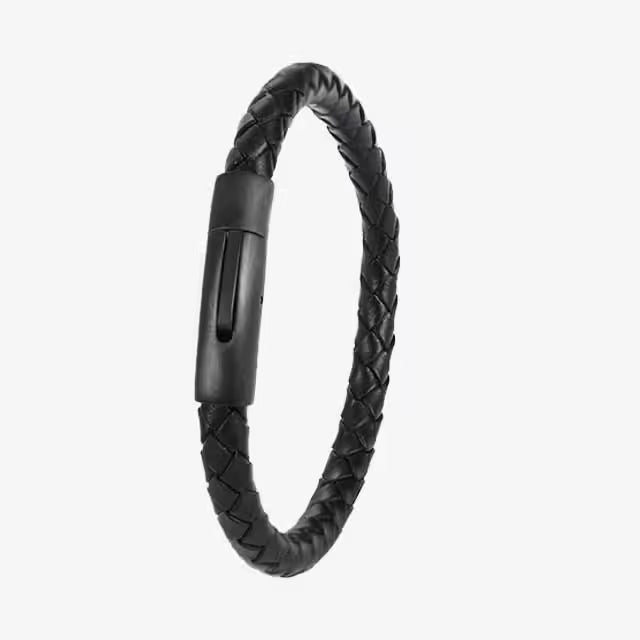 Bracelet homme en cuir multicolore avec fermoir magnétique noir (EGBT377) 