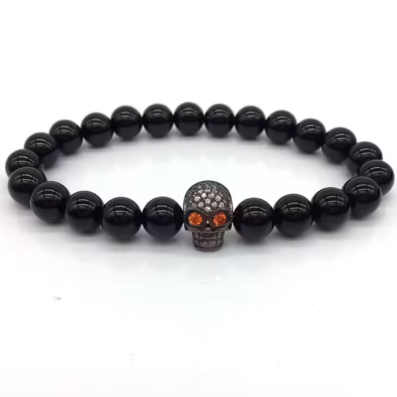 Black Skull Beads Bracelet (EGBT040)