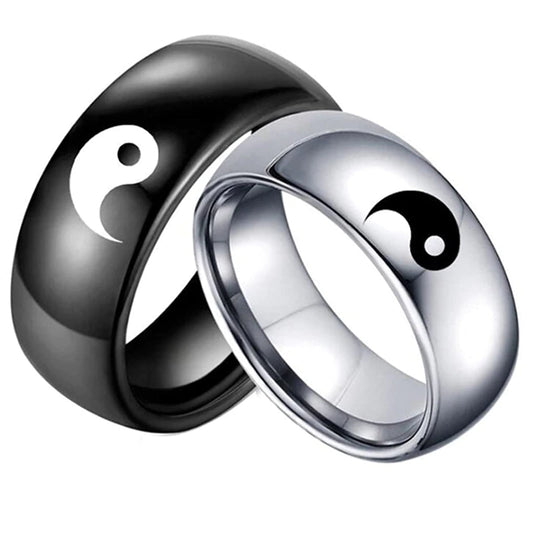 Bague de Tai Chi Yin Yang Noir et Blanc (EGR027)