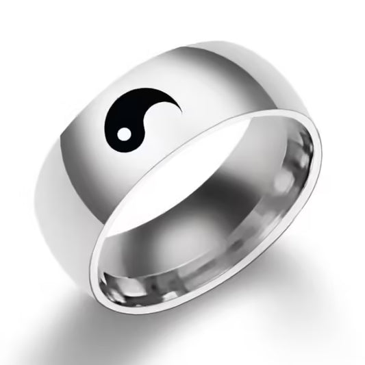 Bague de Tai Chi Yin Yang Noir et Blanc (EGR027)