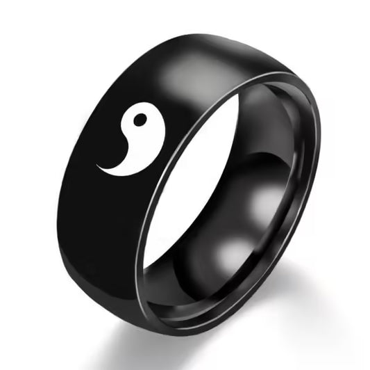 Bague de Tai Chi Yin Yang Noir et Blanc (EGR027)