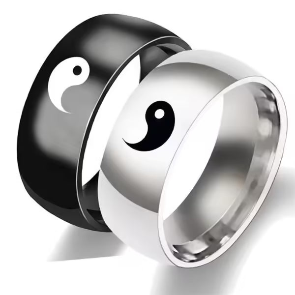 Bague de Tai Chi Yin Yang Noir et Blanc (EGR027)