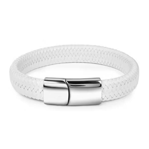 Black & White Simple Leather Men Bracelet (EGBT062)