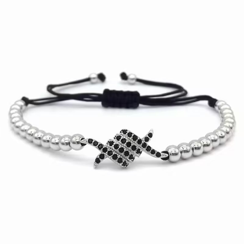 Black Zircon Shamballa Bracelet (EGBT224)