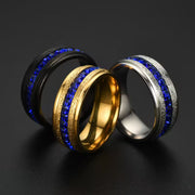 Bagues en acier inoxydable 8 mm avec cristal bleu (EGR041)