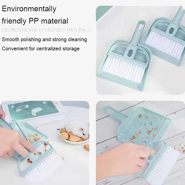 Blue Mini Desktop Cleaning Brush & Pet Broom Set - Dog & Cat Cleaning and Disinfection Household Tool
