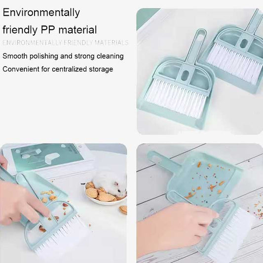 Blue Mini Desktop Cleaning Brush & Pet Broom Set - Dog & Cat Cleaning and Disinfection Household Tool