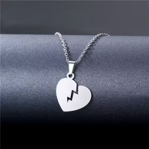 Collier unisexe avec pendentif cœur brisé (EGN187)