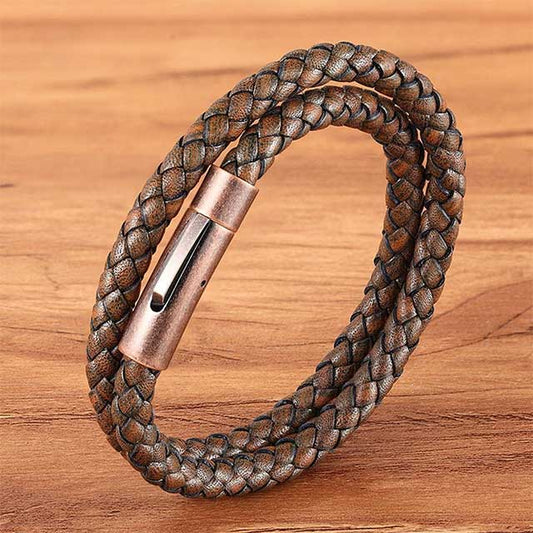 bronze buckle double layer leather bracelet egbt320 featured img