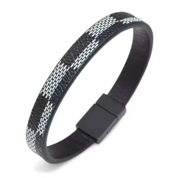 Brown & Gray Men Leather Simple Bracelet (EGBT099)