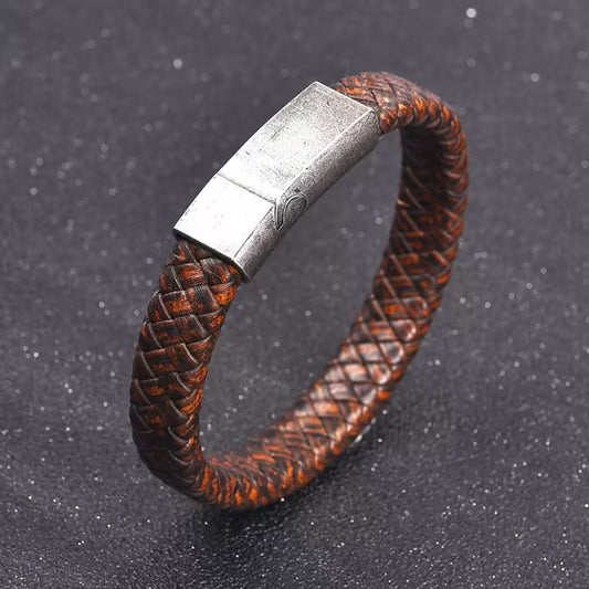 Bracelet en cuir marron vintage pour homme (EGBT053)