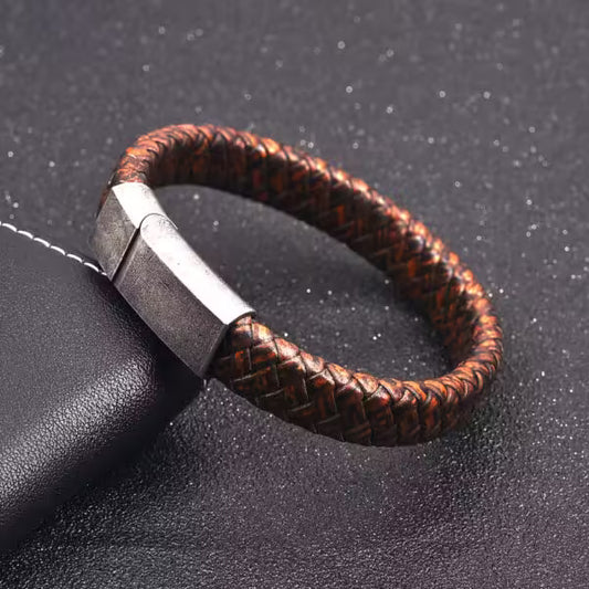 Bracelet en cuir marron vintage pour homme (EGBT053)