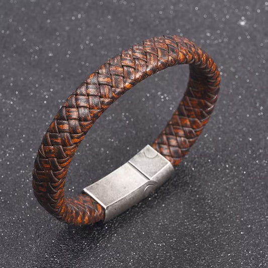 Bracelet en cuir marron vintage pour homme (EGBT053)