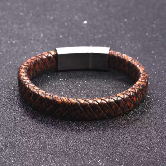 Bracelet en cuir marron vintage pour homme (EGBT053)