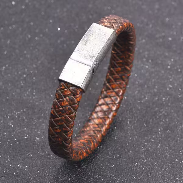 Brown Vintage Lock Men Leather Bracelet (EGBT053)