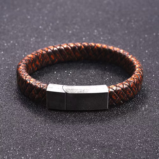 Bracelet en cuir marron vintage pour homme (EGBT053)