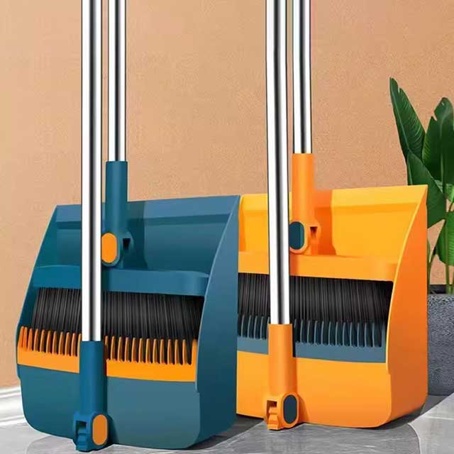 Brush and Shovel Broom & Dustpan Set - Vertical Folding Soft Fur, Non-Viscous Sweeping Broom, 2 Pcs/Set