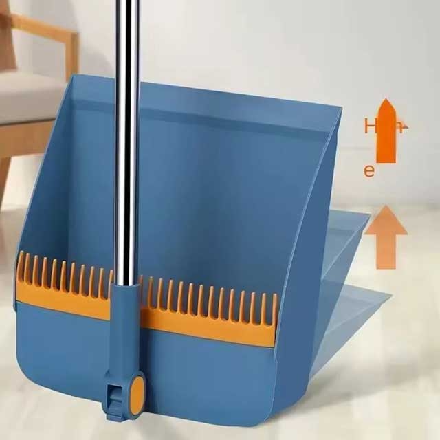 Brush and Shovel Broom & Dustpan Set - Vertical Folding Soft Fur, Non-Viscous Sweeping Broom, 2 Pcs/Set