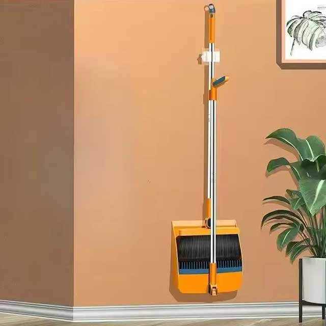 Brush and Shovel Broom & Dustpan Set - Vertical Folding Soft Fur, Non-Viscous Sweeping Broom, 2 Pcs/Set