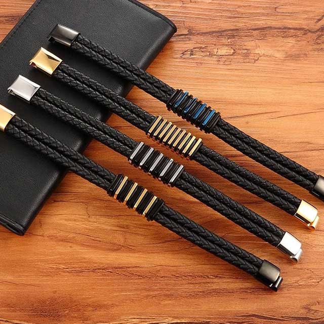 building shape men leather bracelet egbt116 featured img