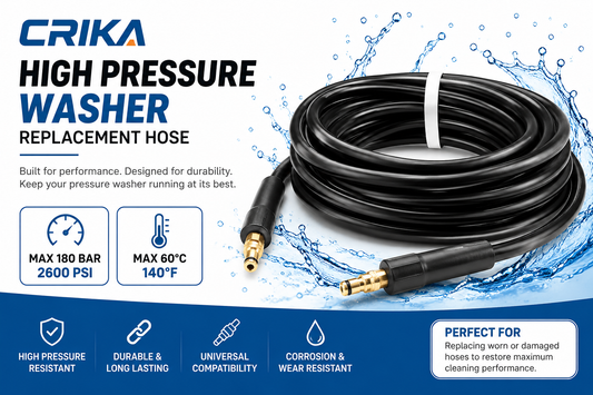 CRIKA High Pressure Washer Replacement Hose – 180 Bar (2600 PSI) Heavy-Duty Pressure Washer Hose
