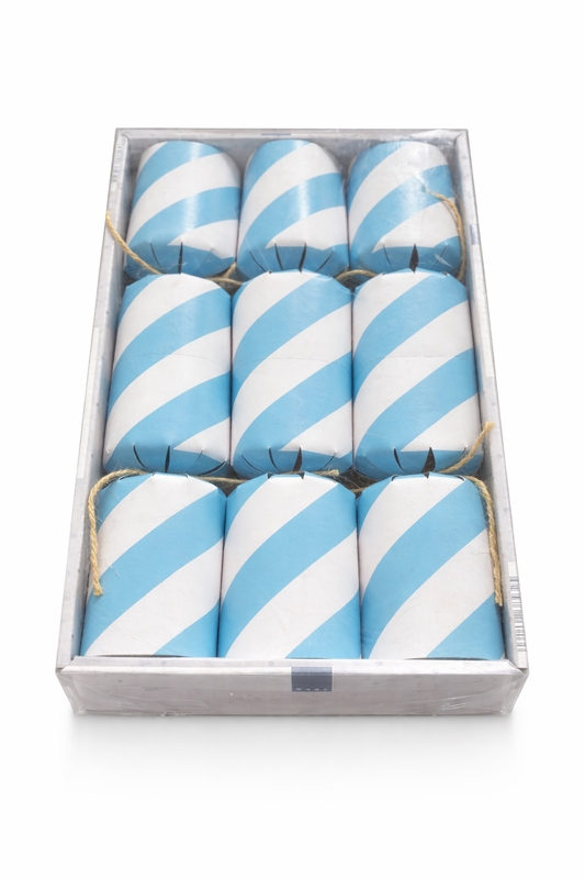 Party Confetti Bonbons Set (9 pcs) | Decorative Party Crackers with Surprise Fillings | Birthday, Holiday & Event Table Decoration (Blue & White)