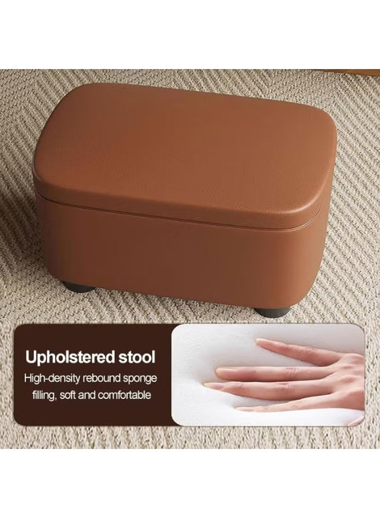 Modern Minimalist Storage Ottoman – Small Entryway Shoe-Changing Stool – Round Sofa Footrest & Bedroom Storage Chest (Orange/Gray)
