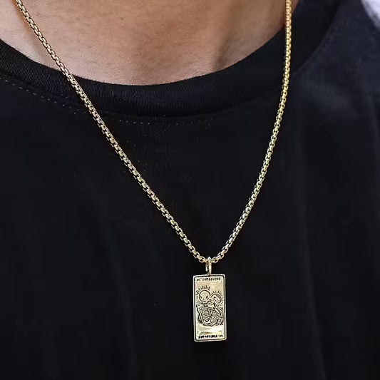 Card Tag Pendant Unisex Necklace (EGN120)