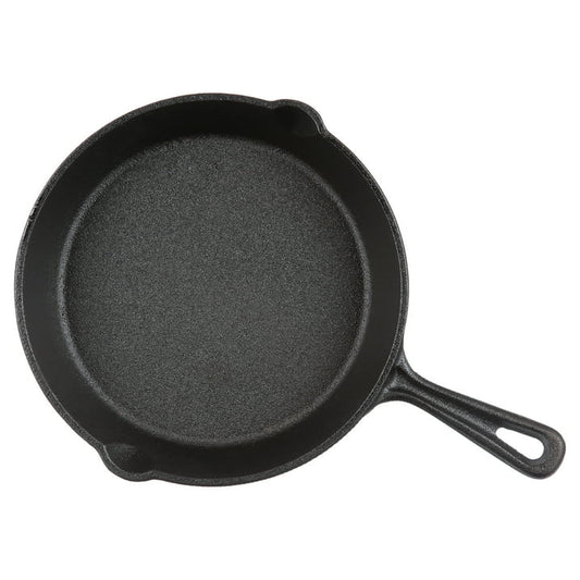 26cm Pre-Seasoned Cast Iron Skillet | Durable Non-Stick Frying Pan | Outdoor Camping & Indoor Kitchen Cookware