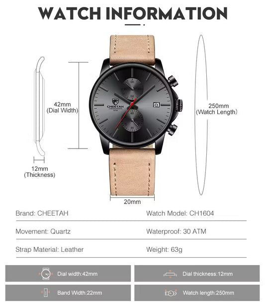 CHEETAH Chronograph Leather Men Watch (CH1604L)