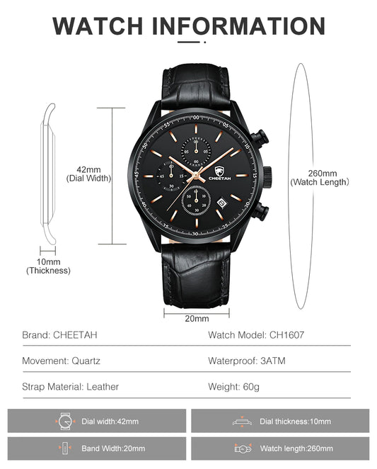 CHEETAH Chronograph Leather Men Watch (CH1607L)