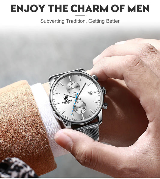CHEETAH Chronograph Mesh Stainless Steel Men Watch (CH1604M)