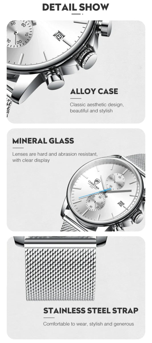 CHEETAH Chronograph Mesh Stainless Steel Men Watch (CH1604M)