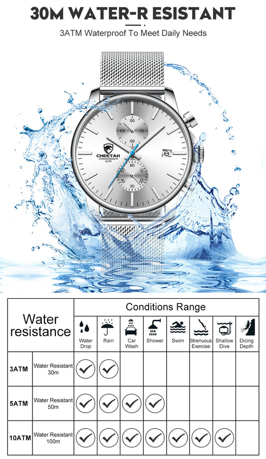 CHEETAH Chronograph Mesh Stainless Steel Men Watch (CH1604M)