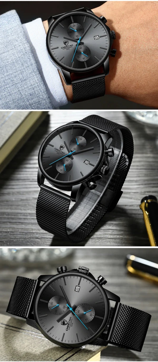 CHEETAH Chronograph Mesh Stainless Steel Men Watch (CH1604M)