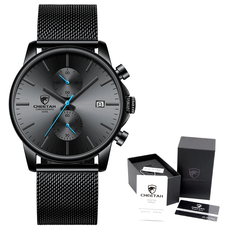 CHEETAH Chronograph Mesh Stainless Steel Men Watch (CH1604M)