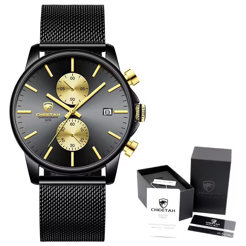 CHEETAH Chronograph Mesh Stainless Steel Men Watch (CH1604M)