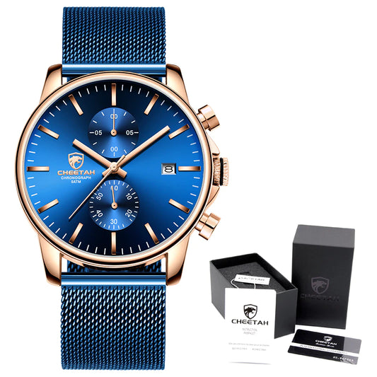 CHEETAH Chronograph Mesh Stainless Steel Men Watch (CH1604M)