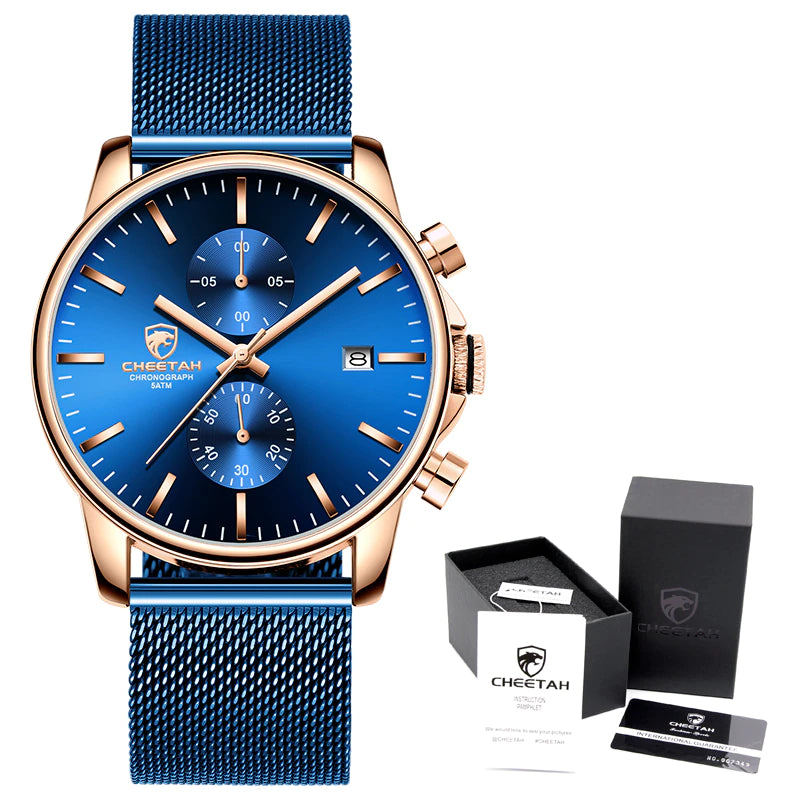 CHEETAH Chronograph Mesh Stainless Steel Men Watch (CH1604M)