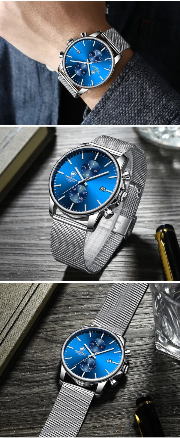 CHEETAH Chronograph Mesh Stainless Steel Men Watch (CH1604M)