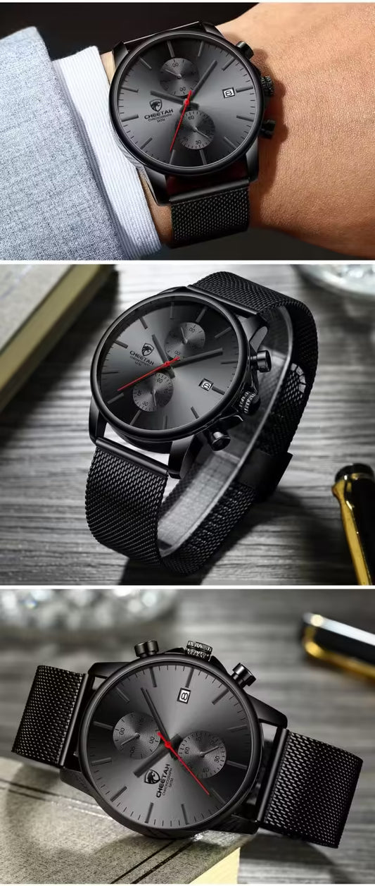 CHEETAH Chronograph Mesh Stainless Steel Men Watch (CH1604M)