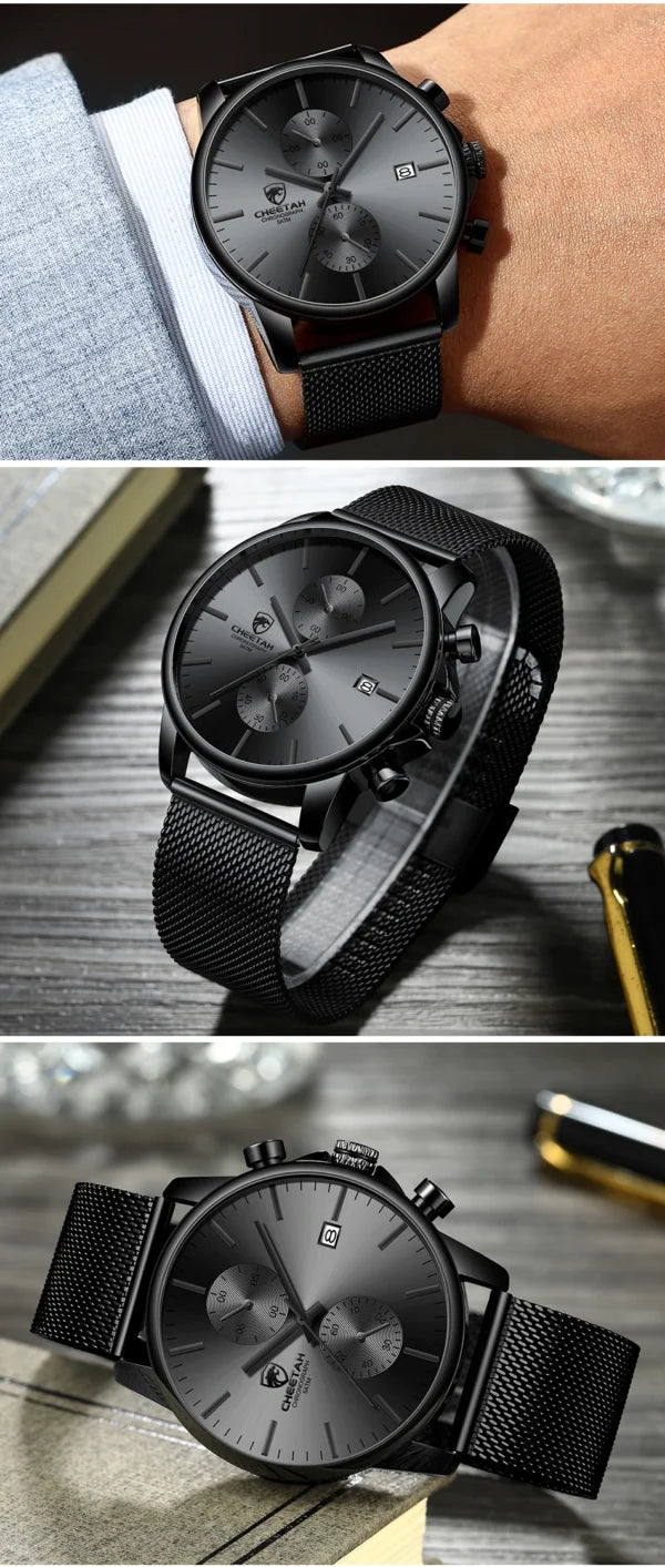 Montre homme CHEETAH Chronographe en maille acier inoxydable (CH1604M)