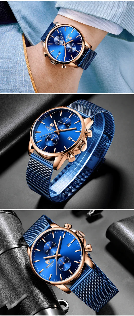 CHEETAH Chronograph Mesh Stainless Steel Men Watch (CH1604M)