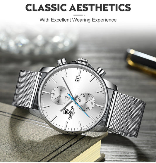 CHEETAH Chronograph Mesh Stainless Steel Men Watch (CH1604M)