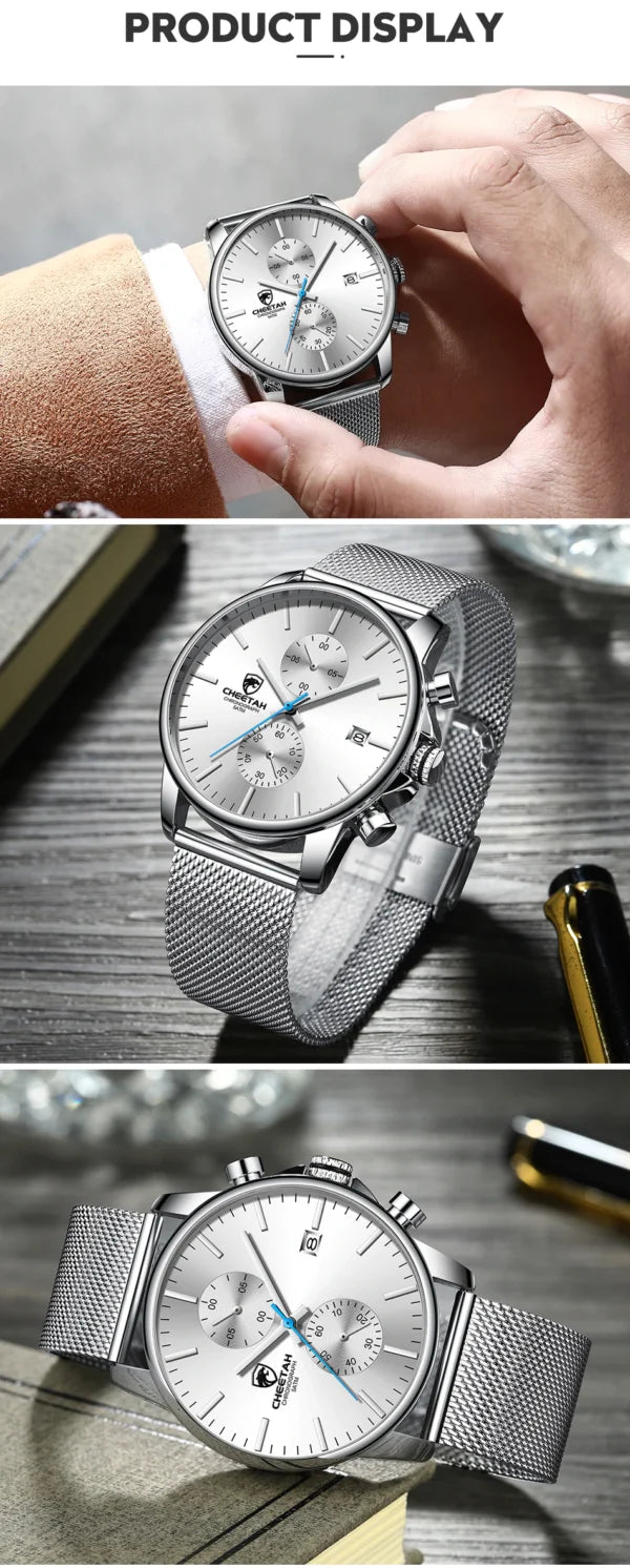 Montre homme CHEETAH Chronographe en maille acier inoxydable (CH1604M)