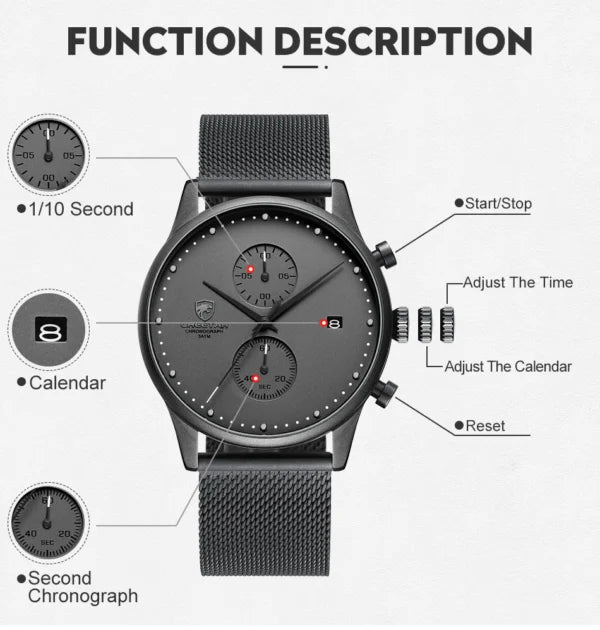 Montre homme CHEETAH Chronographe en maille et acier inoxydable (CH1605M)